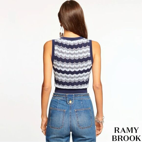 Ramy Brook **NWT** Bonnie Bonnie Sleeveless Knit Sweater in Navy Blue Twist - Picture 3 of 14